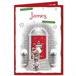 Personalised Christmas Card - Bears At The Door