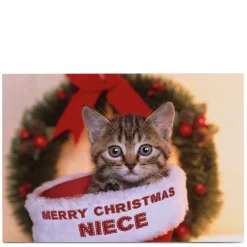 Personalised Christmas Card - Christmas Cat Niece