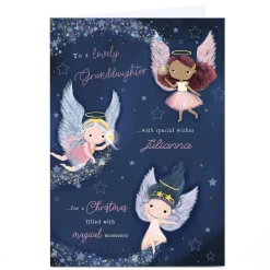 Personalised Christmas Card - Cute Christmas Angels, Granddaughter