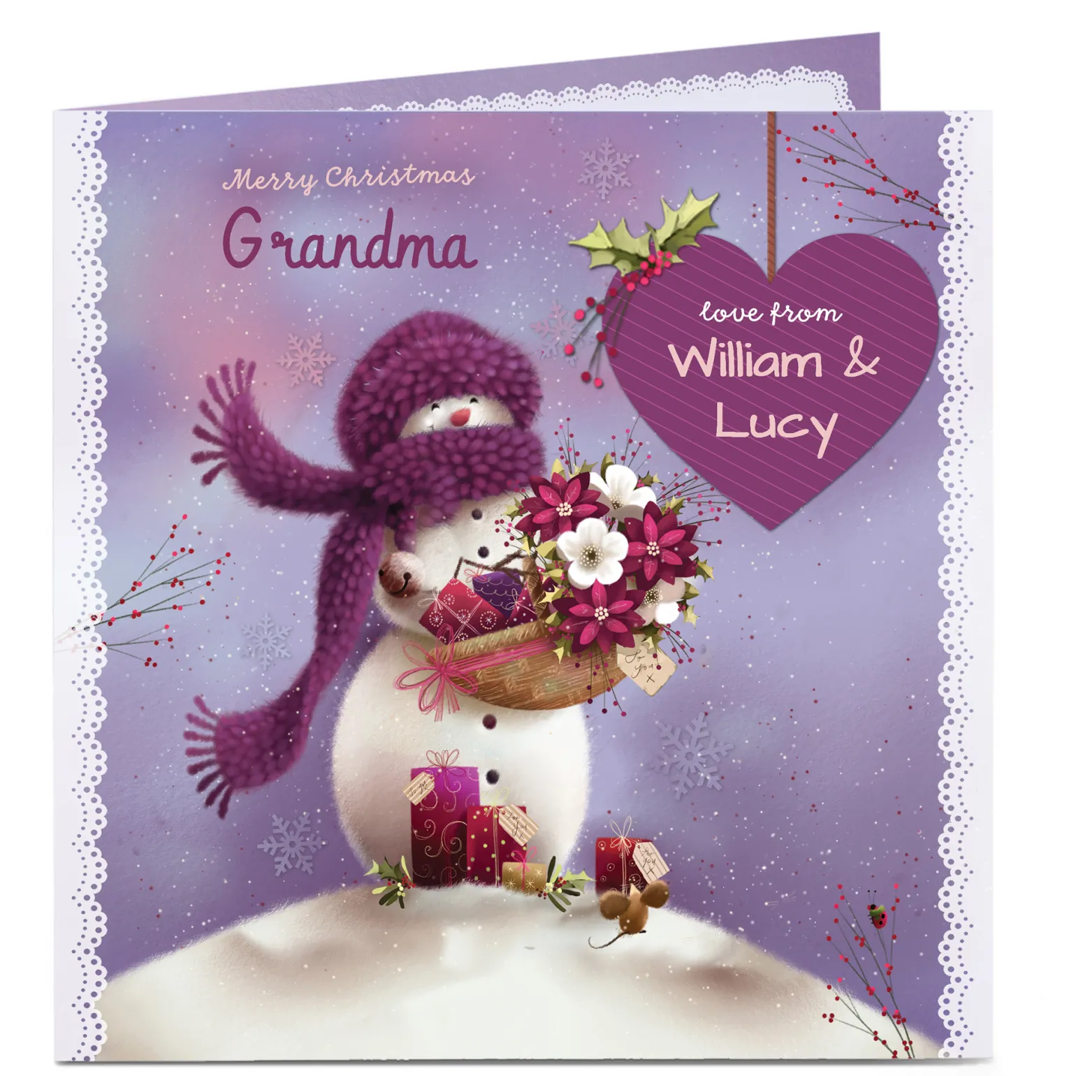 Personalised Christmas Card - Grandma Snowlady
