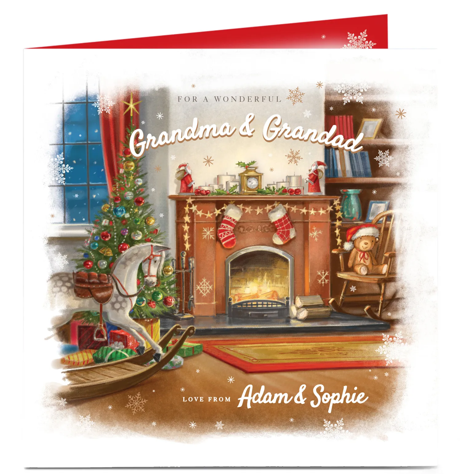 Personalised Christmas Card - Fireplace Grandma & Grandad