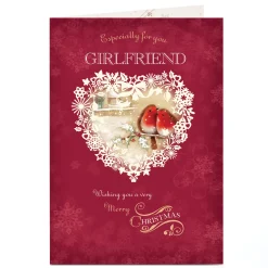 Personalised Christmas Card - Robins In A Heart - Girlfriend
