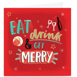 Personalised Christmas Card - Eat Drink & Get Merry