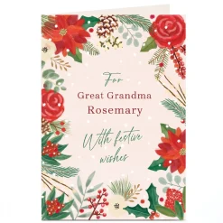 Personalised Christmas Card - Christmas Flowers With Festive Wishes