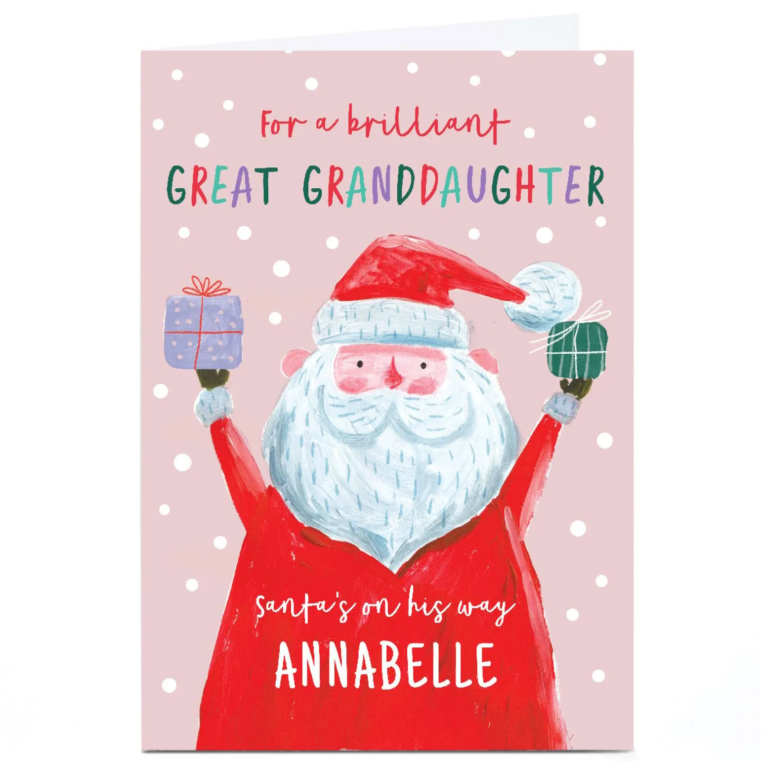 Personalised Christmas Card - Santa's on His Way, Great Granddaughter