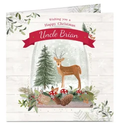 Personalised Christmas Card - Deer & Tree