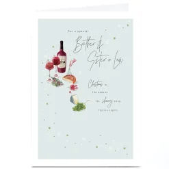 Personalised Christmas Card - Wine & Cheese, Brother & Sister-in-Law