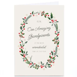 Personalised Christmas Card - Christmas Wreath, Our Amazing Grandparents