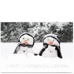 Personalised Christmas Card - Snowman Family- Great Grandchildren