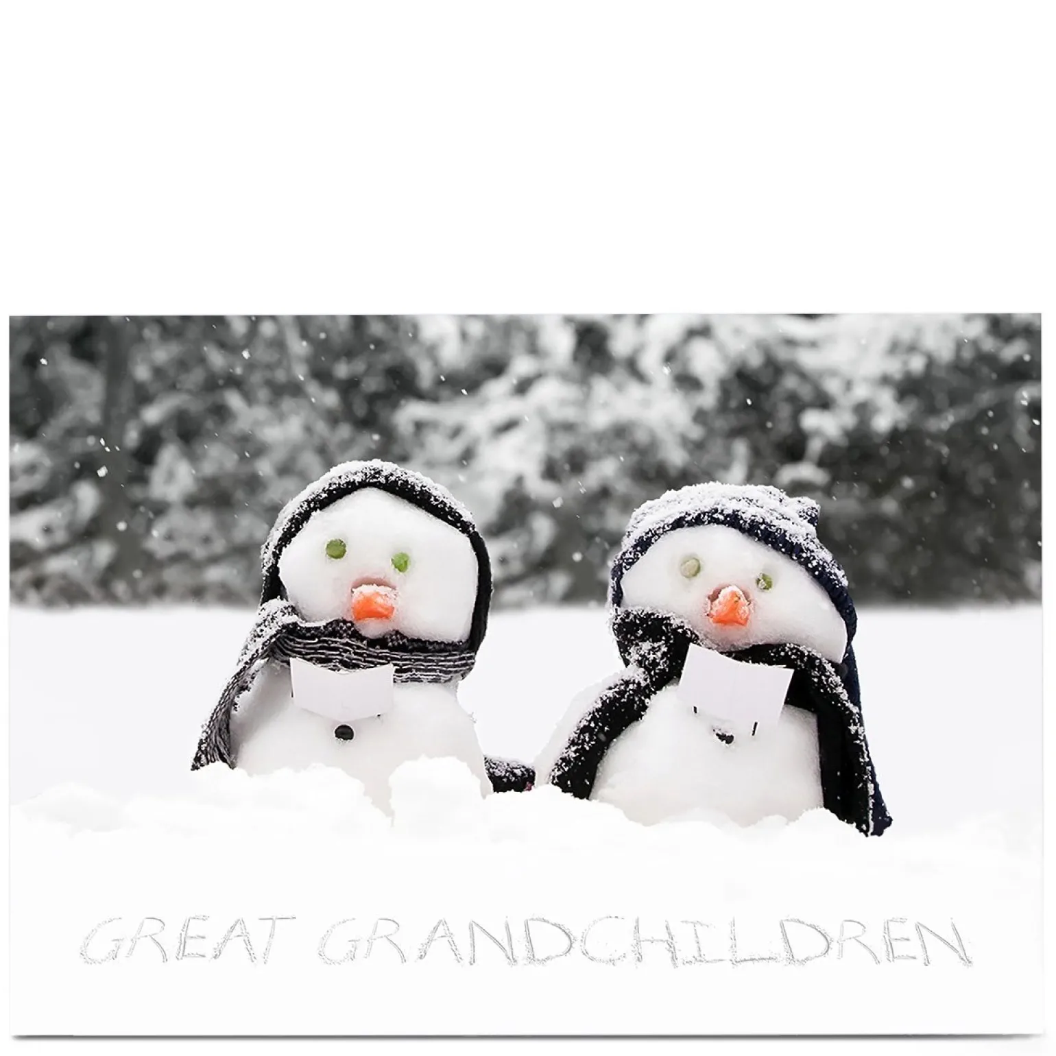Personalised Christmas Card - Snowman Family- Great Grandchildren