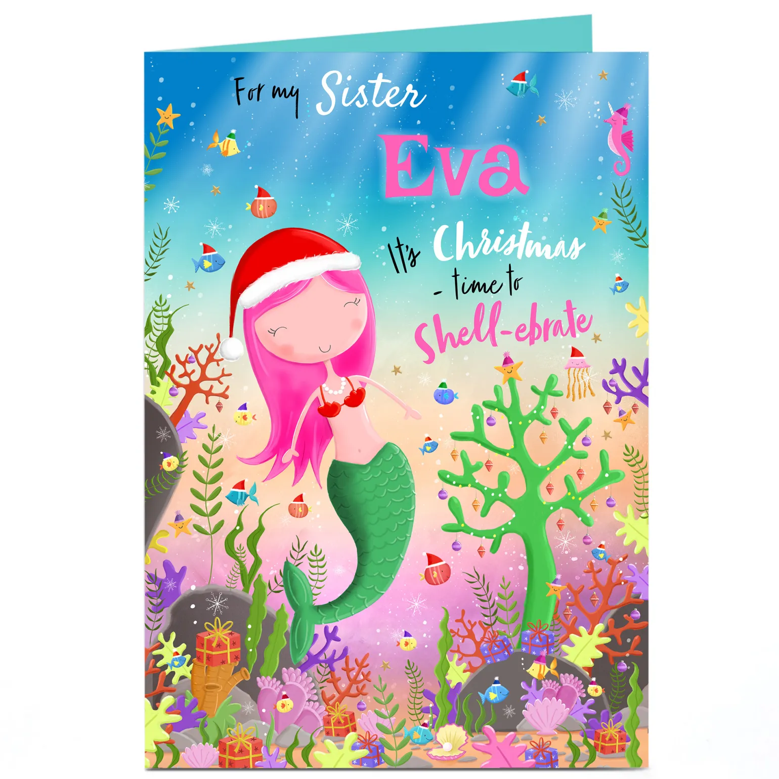 Personalised Christmas Card - Christmas Mermaid