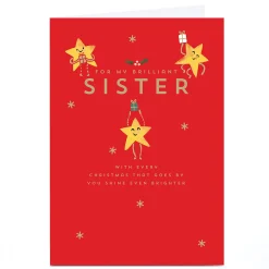 Personalised Christmas Card - Shine Brighter Every Christmas Star, Sister