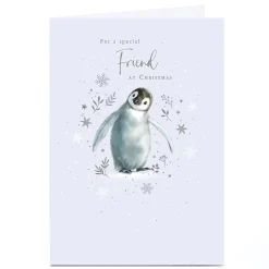 Personalised Christmas Card - Cute Penguin, Friend
