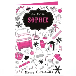 Personalised Christmas Card - Pink Winter Illustrations
