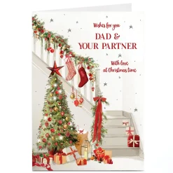 Personalised Christmas Card - Staircase with Tree