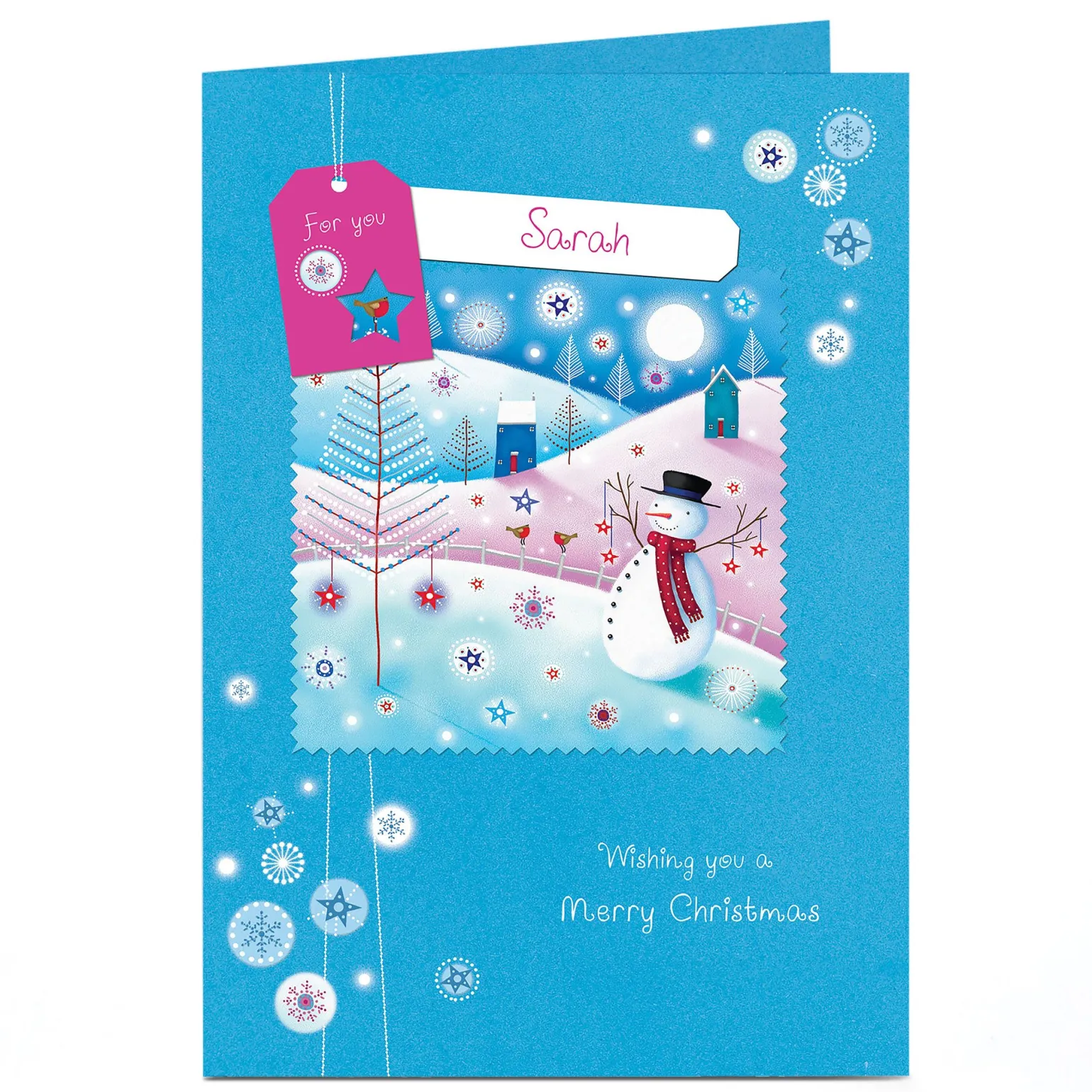 Personalised Christmas Card - Blue Snowman