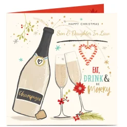 Personalised Christmas Card - Be Merry! Son and Daughter-In-Law