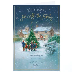 Personalised Christmas Card - Carol Singing Around Tree, To All the Family