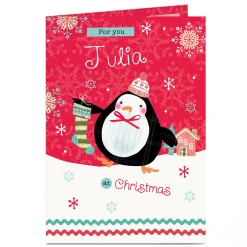 Personalised Christmas Card - Cartoon Penguin