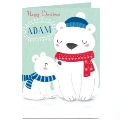 Personalised Christmas Card - Big & Little Polar Bears