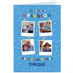 Personalised Christmas Photo Card - For A Special Grandson Polaroids