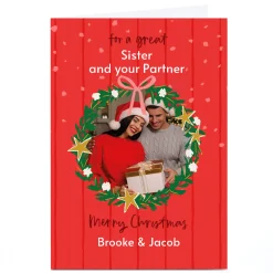 Personalised Christmas Photo Card - Christmas Wreath