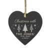 Personalised Christmas Tree Slate Heart Decoration