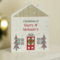 Personalised Christmas Wooden House Ornament