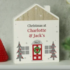 Personalised Christmas Wooden House Ornament