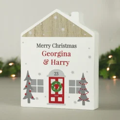 Personalised Christmas Wooden House Ornament