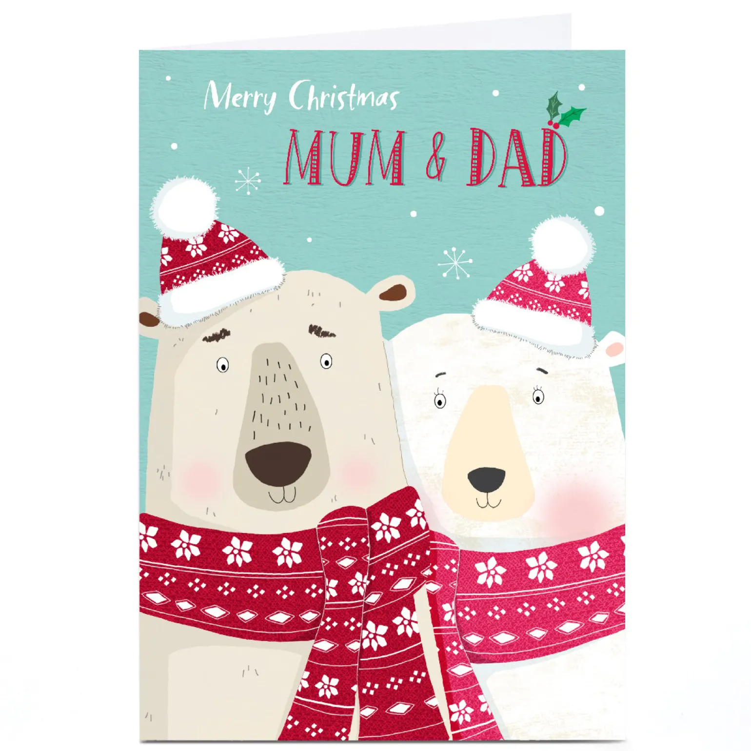 Personalised Cory Reid Christmas Card - Mum & Dad Polar Bears
