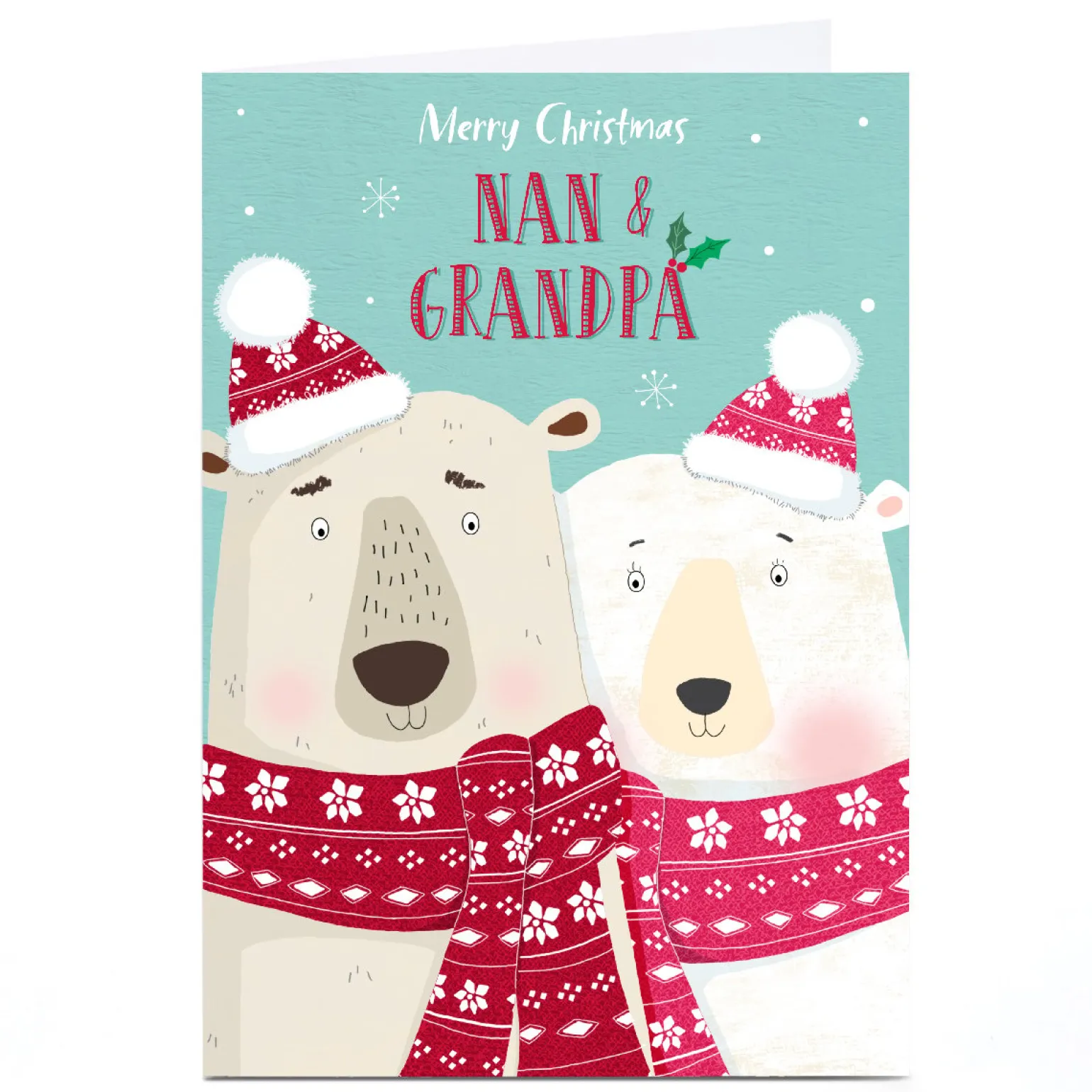Personalised Cory Reid Christmas Card - Nan & Grandpa Polar Bears