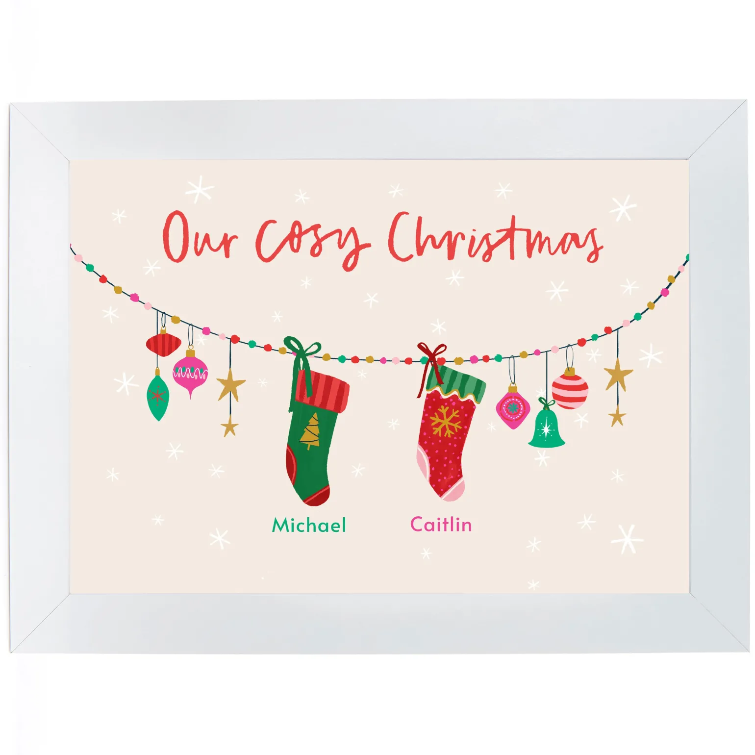 Personalised Couple Christmas Print - 2 Stockings