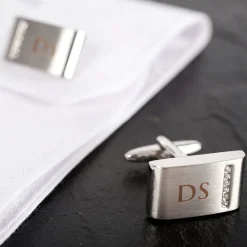 Personalised Cufflinks with Crystal Detail