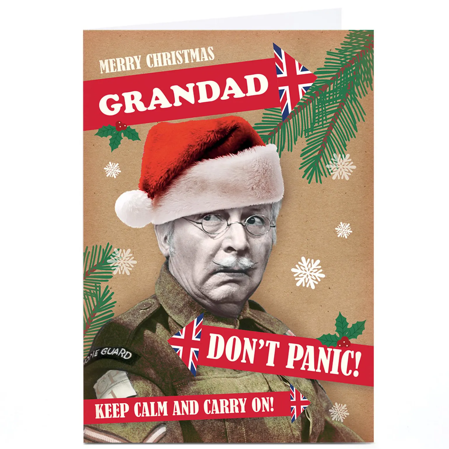 Personalised Dad's Army Christmas Card - Don't Panic!
