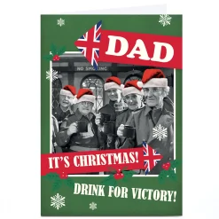 Personalised Dad's Army Christmas Card - Drink For Victory! Green