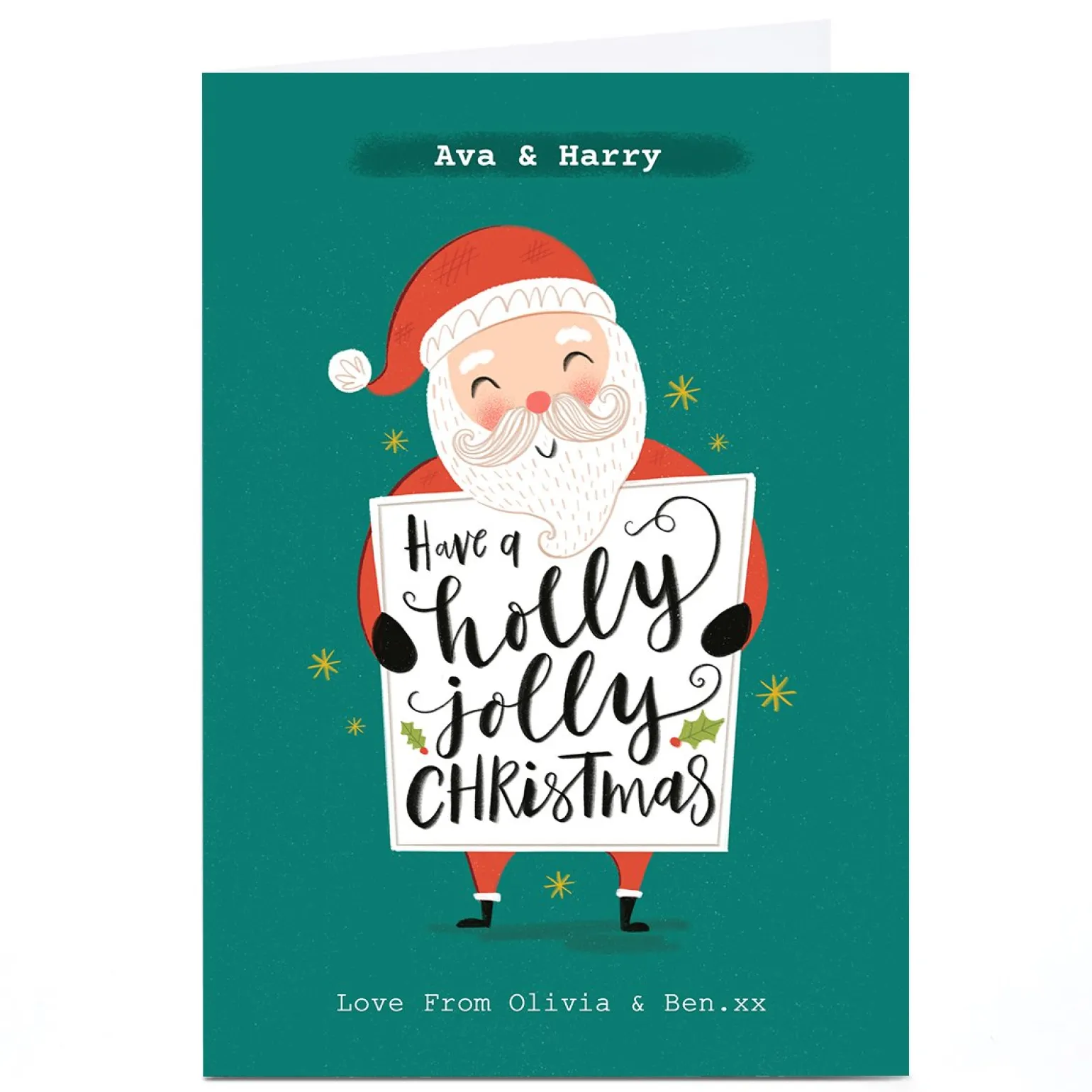 Personalised Dalia Clark Christmas Card - Holly Jolly