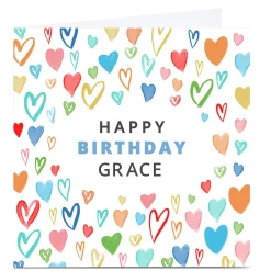 Personalised Dalia ClarkBirthday Card - Colourful Hearts