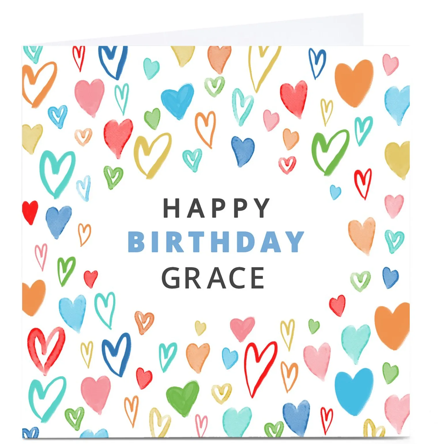 Personalised Dalia ClarkBirthday Card - Colourful Hearts