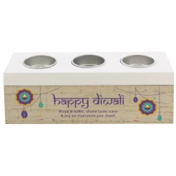 Personalised Diwali Triple Tealight Box
