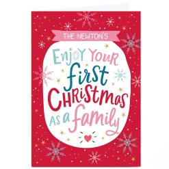 Personalised Dotty Black Designs Christmas Card - First Family Christmas