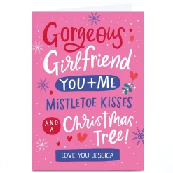 Personalised Dotty Black Designs Christmas Card - Gorgeous Girlfriend