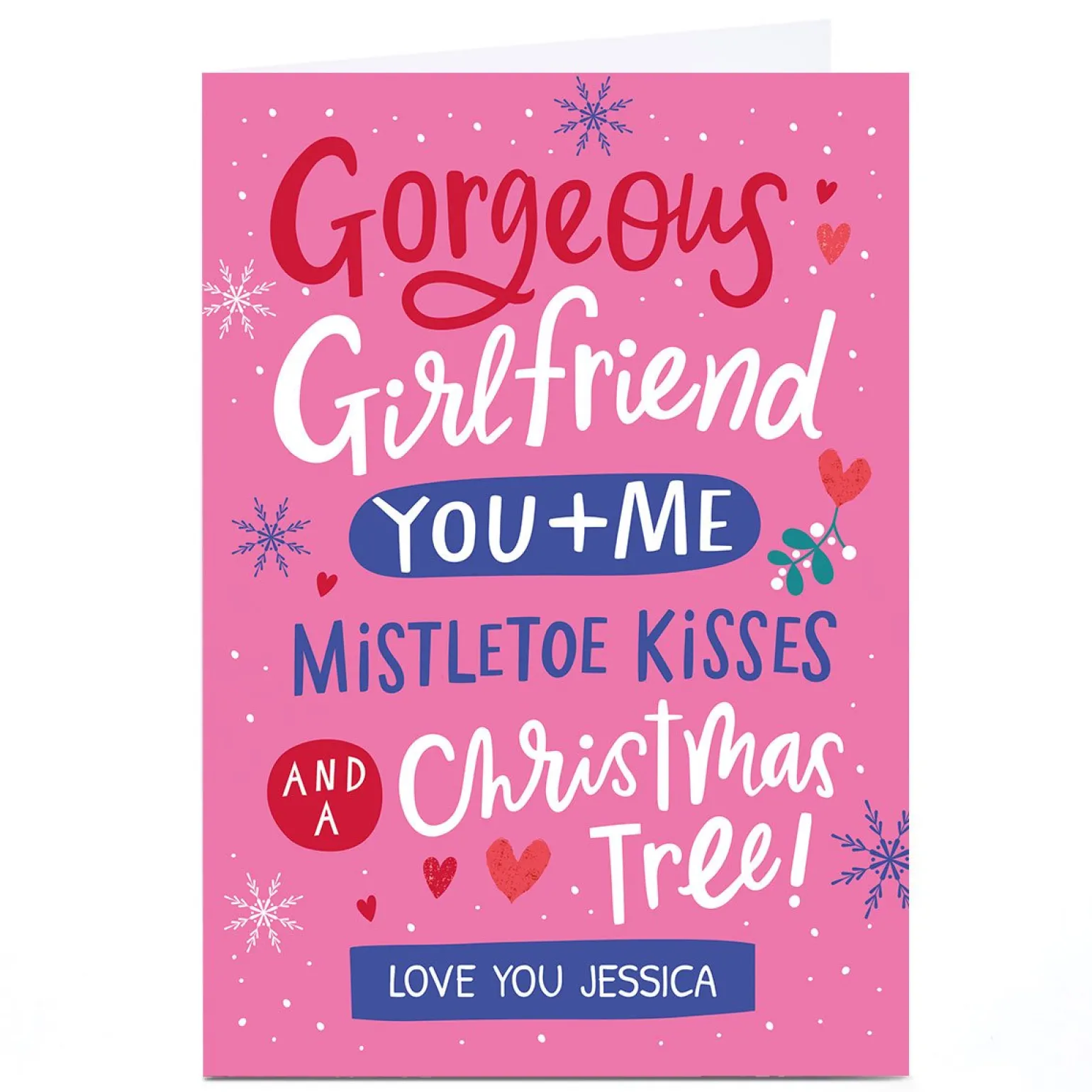 Personalised Dotty Black Designs Christmas Card - Gorgeous Girlfriend