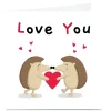 Personalised Dumpling Green Valentine's Day Card - Hedgehog Couple & Heart
