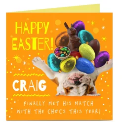 Personalised Easter Card - Met His Match, Bulldog