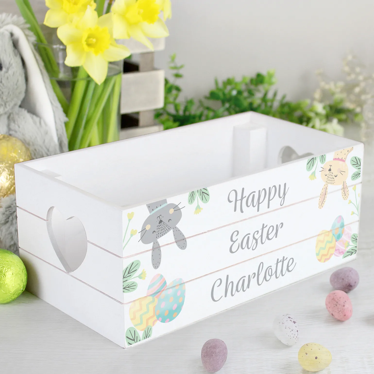 Personalised Easter Egg Hunt Small Wooden Crate
