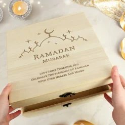 Personalised Eid & Ramadan Large Wooden Keepsake Box