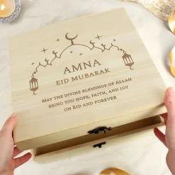 Personalised Eid & Ramadan Large Wooden Keepsake Box