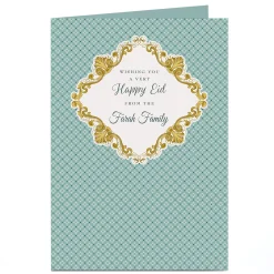 Personalised Eid Card - Blue And Gold