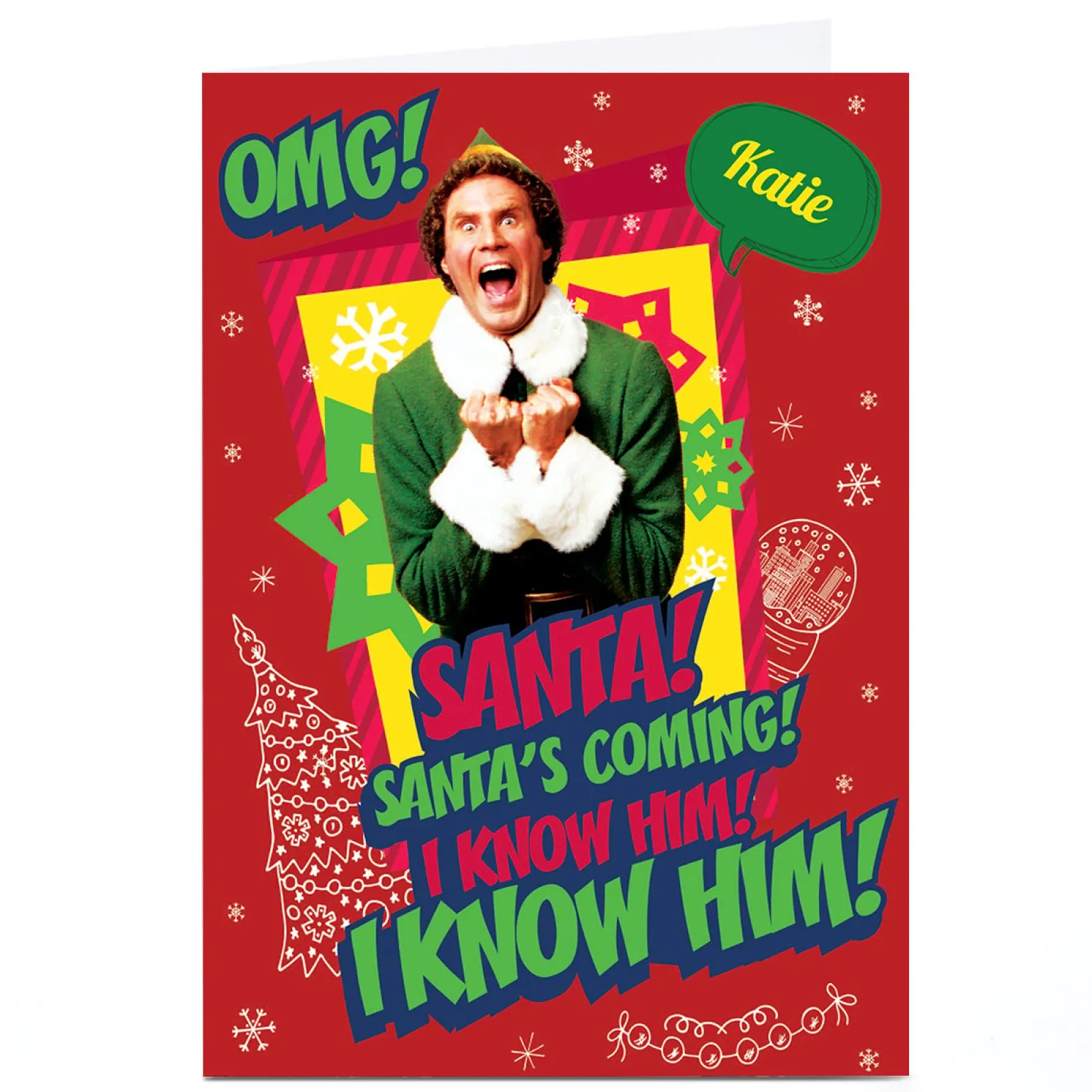 Personalised Elf Christmas Card - I Know Him!